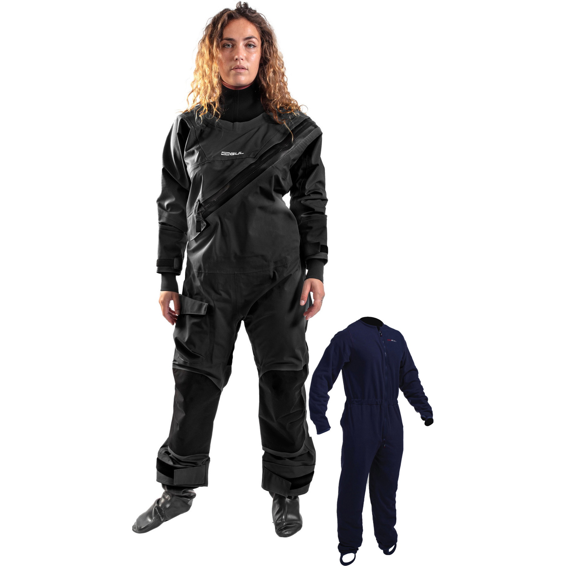 2025 Gul Dame Dartmouth Eclip Lynlås Drysuit & Underfleece GM0383-B9 - Black